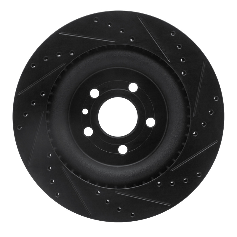 Ford Police Interceptor Sedan Brake Rotor (1) - Front Left - R1 Concepts - Drilled & Slotted - Black - `13-`19